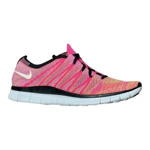 Nike Free Flyknit NSW Running Shoes Pink Black 599459-600 Mens Size 8.5 Rare New
